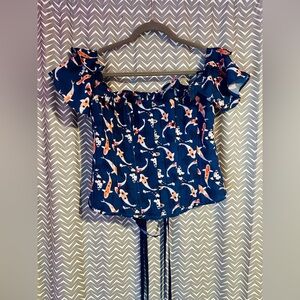 Corset Story | Koi Print Sleeved Corset Top, UK18 (US14)